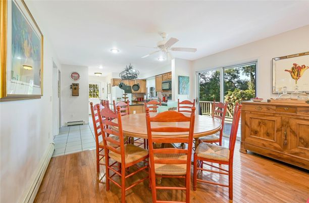 Dining room, Interior, Kitchen, Recessed Lighting, Wood Texture Flooring