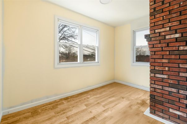 Empty room, Interior, Stone Walls, Wood Texture Flooring
