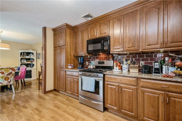 Interior, Kitchen, Pendant Lights, Stainless Steel Appliances, Wood Texture Flooring