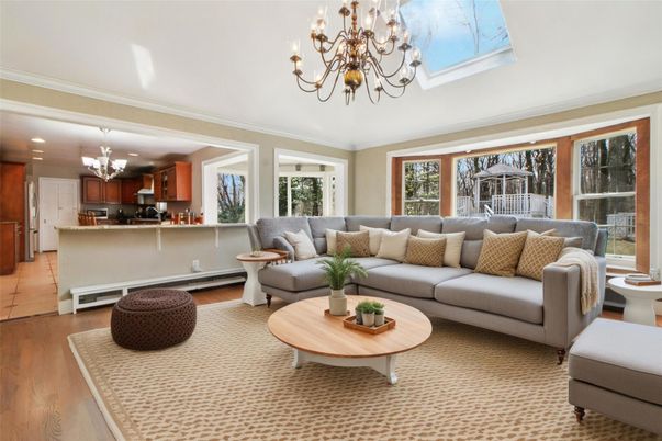Chandelier, Interior, Kitchen, Living room, Recessed Lighting, Wood Texture Flooring