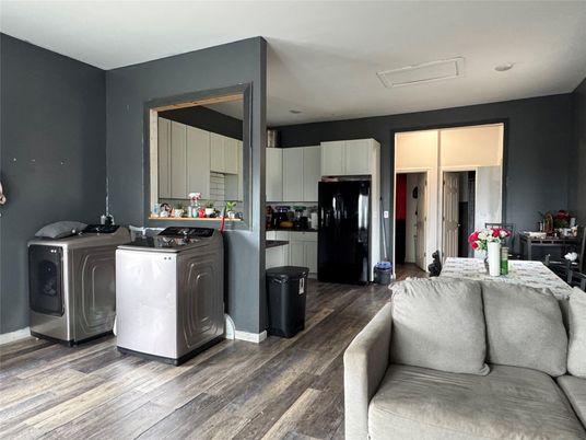 Interior, Washer, Wood Texture Flooring