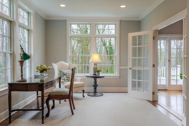 Home Office, Interior, Recessed Lighting, Wood Texture Flooring