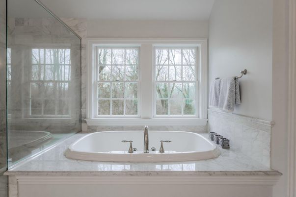 Bathroom, Glass Shower, Interior, Marble Walls