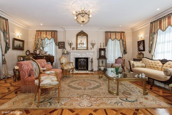 Chandelier, Fireplace, Interior, Living room, Recessed Lighting, Wood Texture Flooring