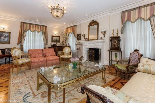 Chandelier, Fireplace, Interior, Living room, Recessed Lighting, Wood Texture Flooring