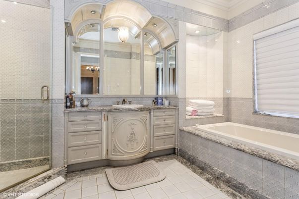 Bathroom, Dual Sink Vanities, Glass Shower, Interior, Recessed Lighting