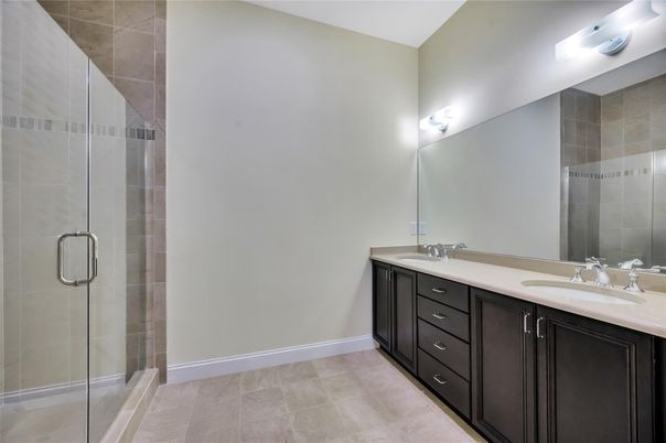 Bathroom, Dual Sink Vanities, Glass Shower, Interior