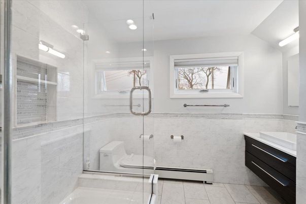 Bathroom, Glass Shower, Interior, Recessed Lighting