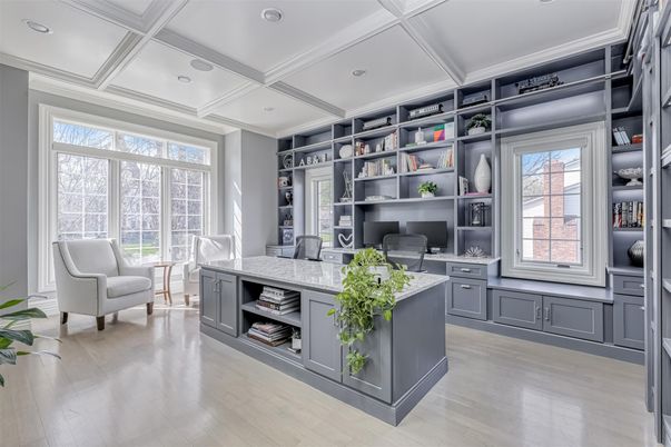Home Office, Interior, Recessed Lighting, Wood Texture Flooring