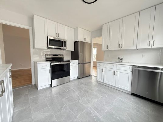 Interior, Kitchen, Stainless Steel Appliances, Wood Texture Flooring