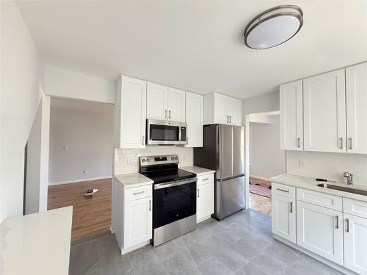 Interior, Kitchen, Stainless Steel Appliances, Wood Texture Flooring