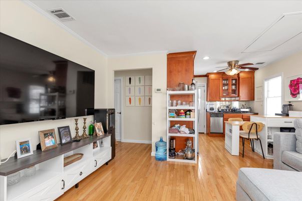Interior, Kitchen, Recessed Lighting, Wood Texture Flooring