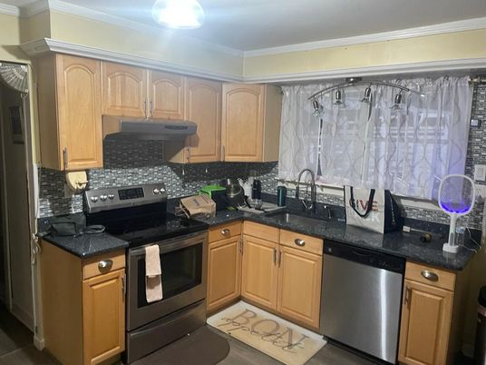 Interior, Kitchen, Stainless Steel Appliances, Wood Texture Flooring