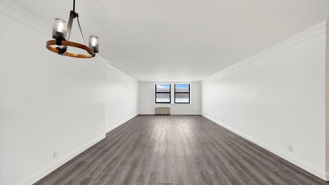 Empty room, Interior, Pendant Lights, Wood Texture Flooring