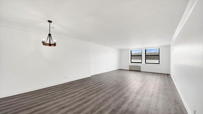 Empty room, Interior, Pendant Lights, Recessed Lighting, Wood Texture Flooring