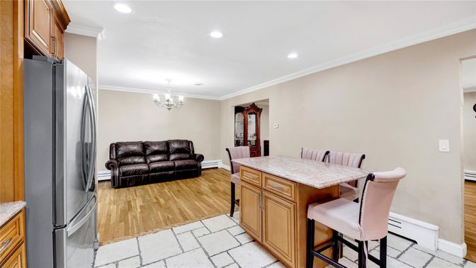 Chandelier, Dining room, Interior, Recessed Lighting, Wood Texture Flooring
