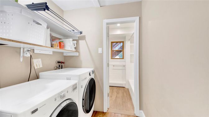Interior, Recessed Lighting, Utility Closets, Washer, Wood Texture Flooring