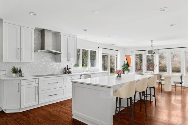 Dining room, Interior, Kitchen, Recessed Lighting, Wood Texture Flooring