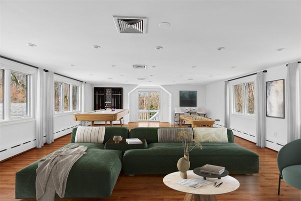 Billiard Table, Game Room, Interior, Living room, Recessed Lighting, Wood Texture Flooring