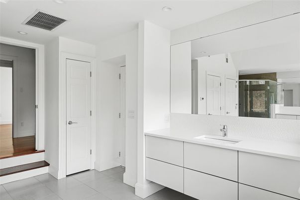 Bathroom, Dual Sink Vanities, Glass Shower, Interior, Recessed Lighting