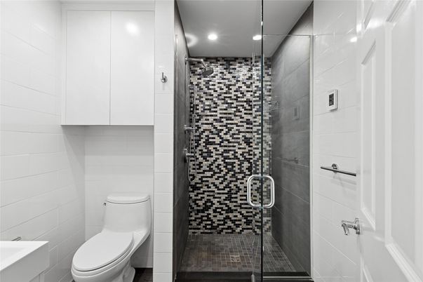 Bathroom, Glass Shower, Interior, Recessed Lighting