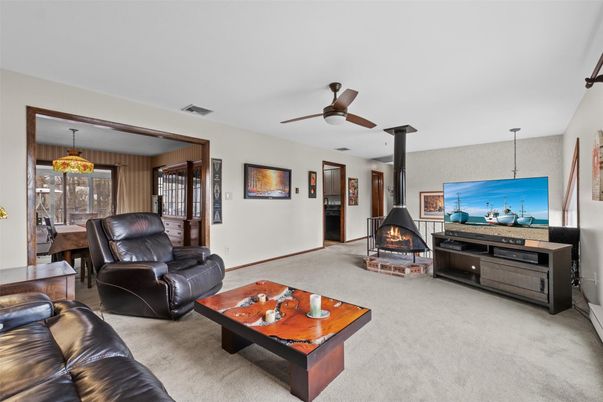 Dining room, Fireplace, Interior, Living room