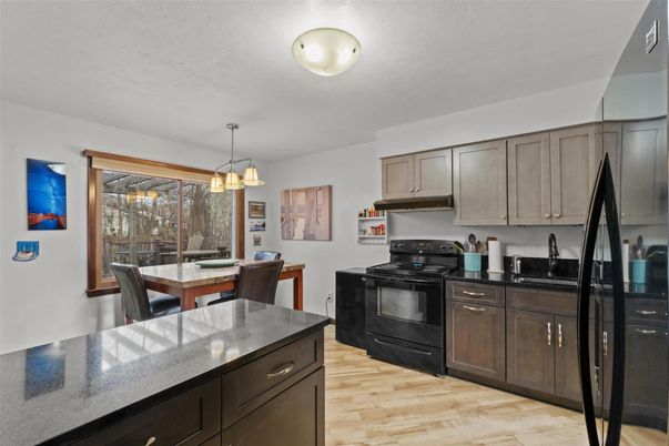 Dining room, Interior, Kitchen, Pendant Lights, Wood Texture Flooring