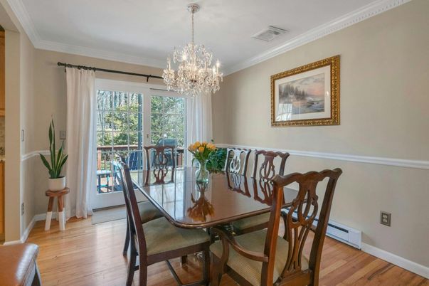 Chandelier, Dining room, Interior, Wood Texture Flooring