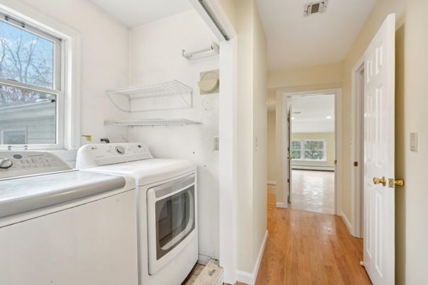 Interior, Recessed Lighting, Utility Closets, Washer, Wood Texture Flooring