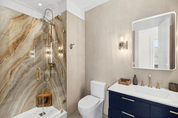 Bathroom, Glass Shower, Interior, Recessed Lighting