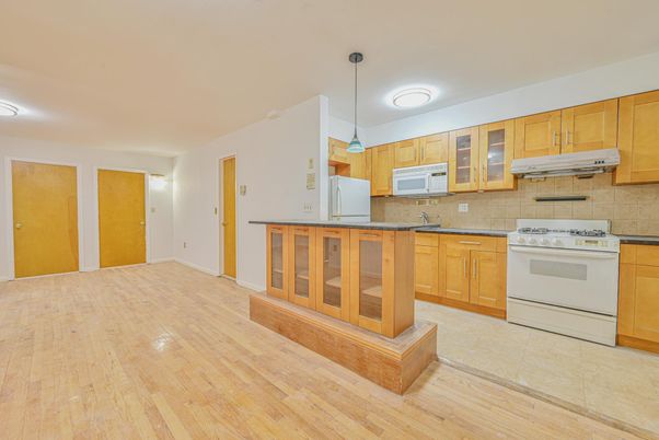 Interior, Kitchen, Pendant Lights, Wood Texture Flooring