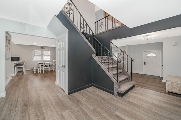 Dining room, Interior, Recessed Lighting, Wood Texture Flooring