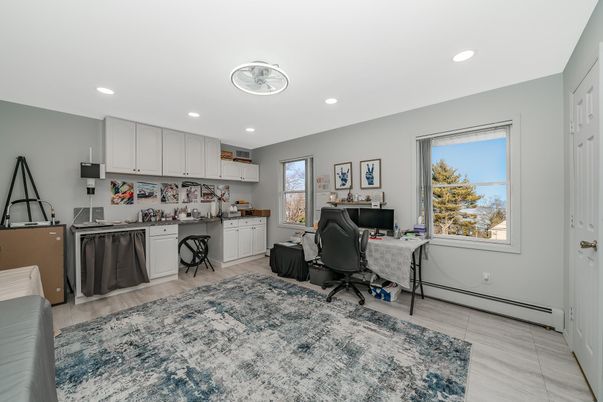 Home Office, Interior, Kitchen, Recessed Lighting, Wood Texture Flooring