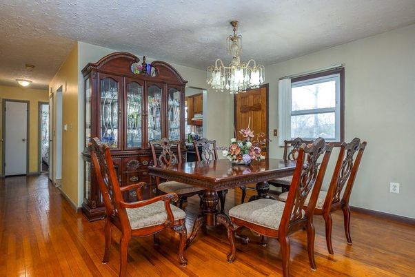 Chandelier, Dining room, Interior, Wood Texture Flooring