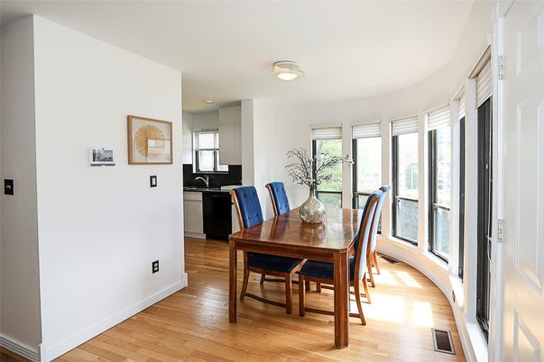 Dining room, Interior, Kitchen, Recessed Lighting, Wood Texture Flooring