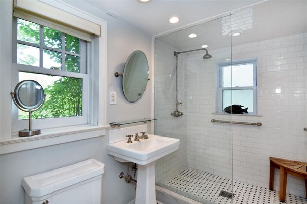 Bathroom, Glass Shower, Interior, Recessed Lighting
