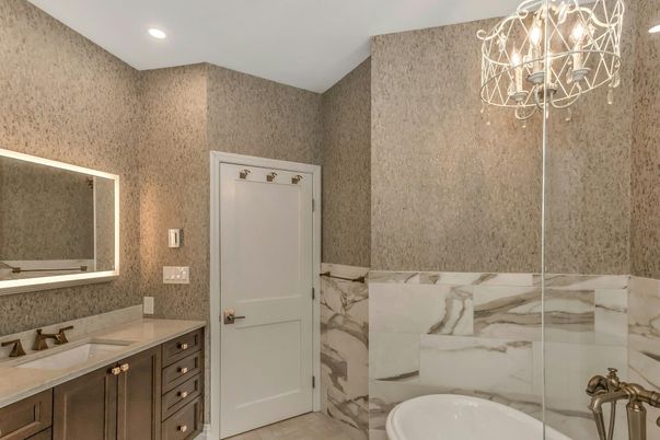 Bathroom, Glass Shower, Interior, Recessed Lighting