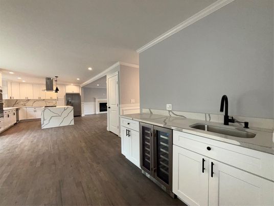 Interior, Kitchen, Recessed Lighting, Wood Texture Flooring