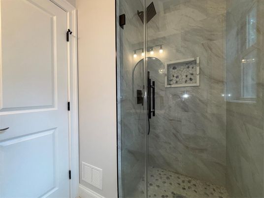 Bathroom, Glass Shower, Interior, Marble Walls