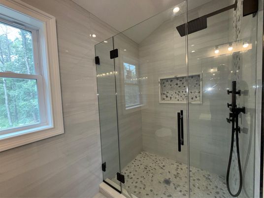 Bathroom, Glass Shower, Interior, Recessed Lighting