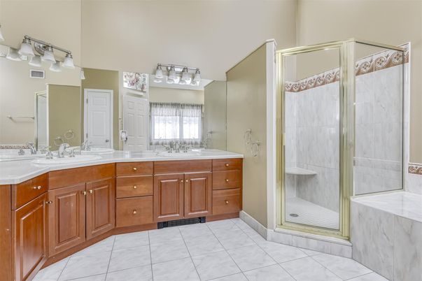 Bathroom, Dual Sink Vanities, Glass Shower, Interior