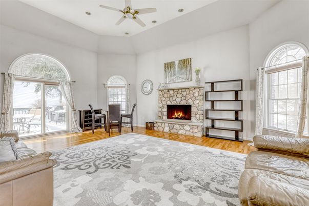 Dining room, Fireplace, Interior, Wood Texture Flooring