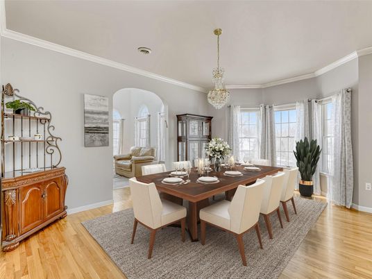 Dining room, Interior, Living room, Pendant Lights, Wood Texture Flooring