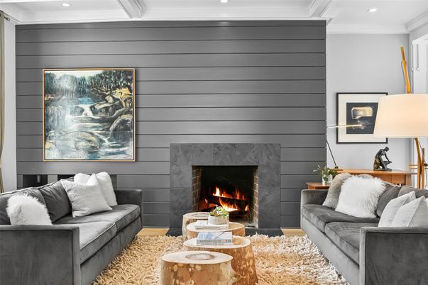 Fireplace, Interior, Living room, Recessed Lighting