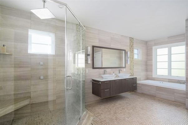 Bathroom, Dual Sink Vanities, Glass Shower, Interior