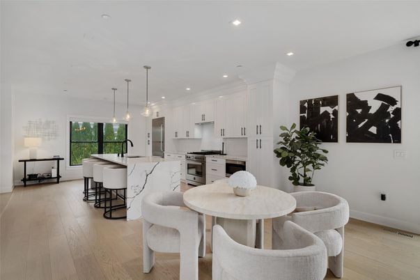 Interior, Kitchen, Pendant Lights, Recessed Lighting, Wood Texture Flooring