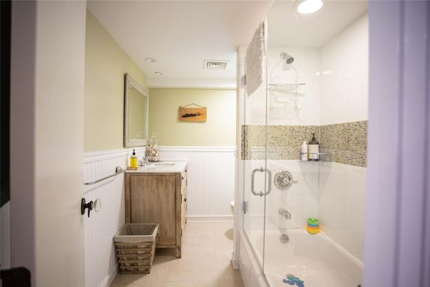 Bathroom, Glass Shower, Interior, Recessed Lighting