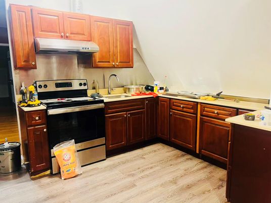 Interior, Kitchen, Stainless Steel Appliances, Wood Texture Flooring