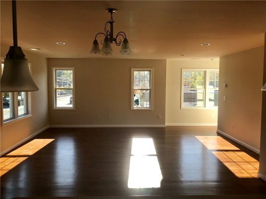 Chandelier, Empty room, Interior, Recessed Lighting, Wood Texture Flooring