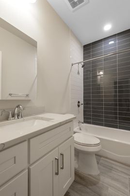 Bathroom, Interior, Recessed Lighting, Wood Texture Flooring